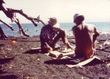 Playing chess with Noel Butler on Lae beach Christmas 1974